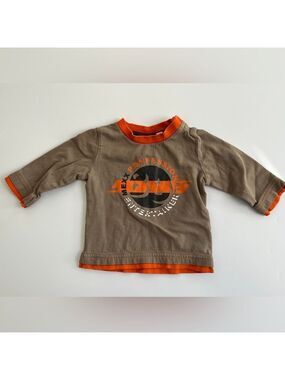 Mexx Brown and Orange Long Sleeve Tee with Graphic Design